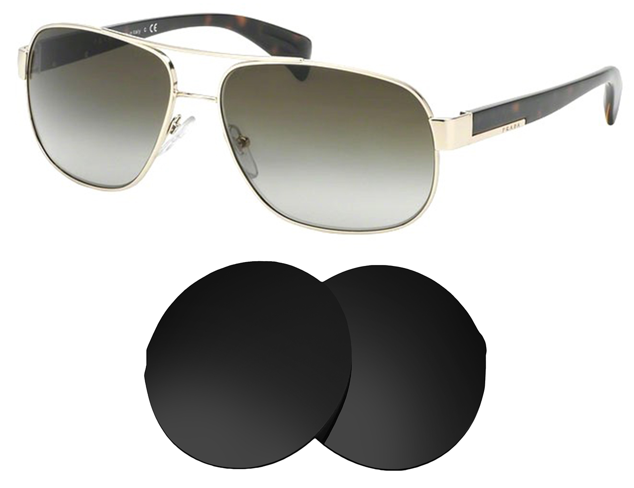PRADA プラダ サングラス SPR52P POLARIZED PRADA SPR52P Spr 52p Zvn-1x1 Havana Square Pilot Sunglasses